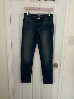 GAP Stretch Super Skinny Jeans - Dark Blue with Tan Stitching Girls size 16